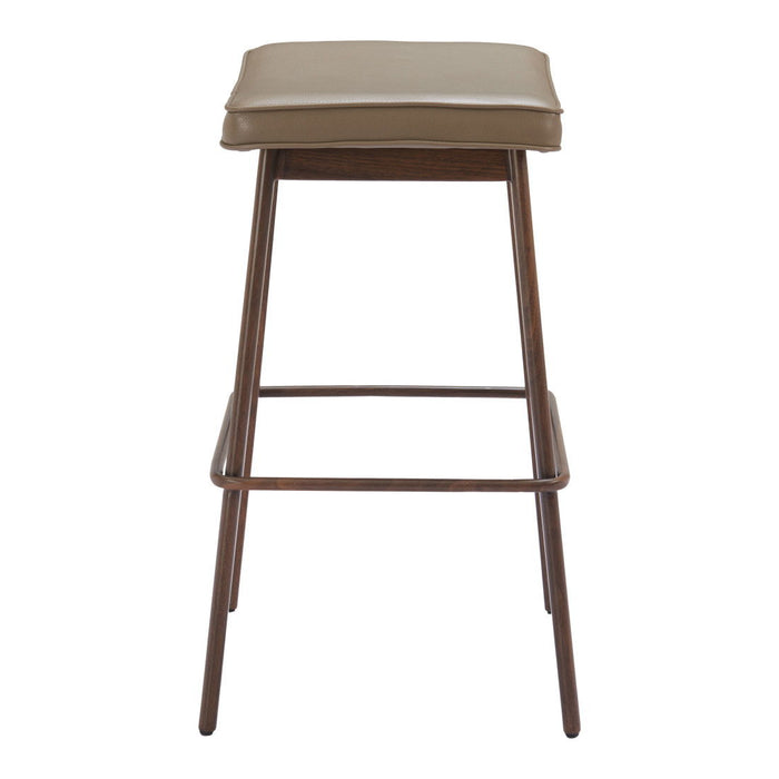 31" Faux Leather And Steel Backless Bar Height Bar Chairs (Set of 2) - Taupe / Walnut
