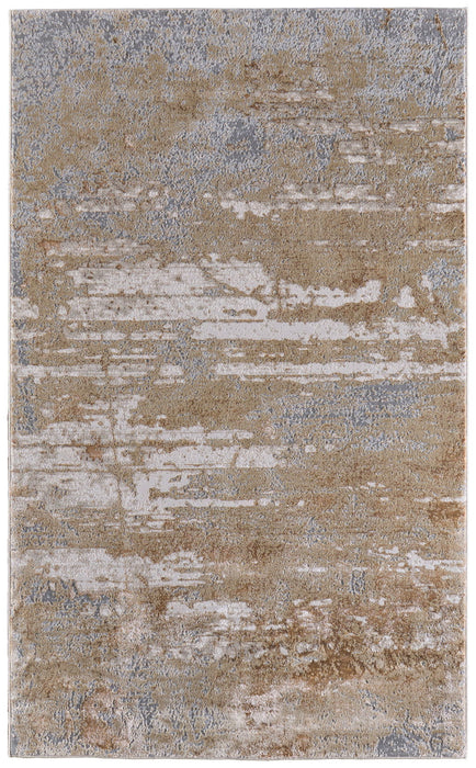 8' x 10' Abstract Power Loom Area Rug - Ivory Tan And Gray