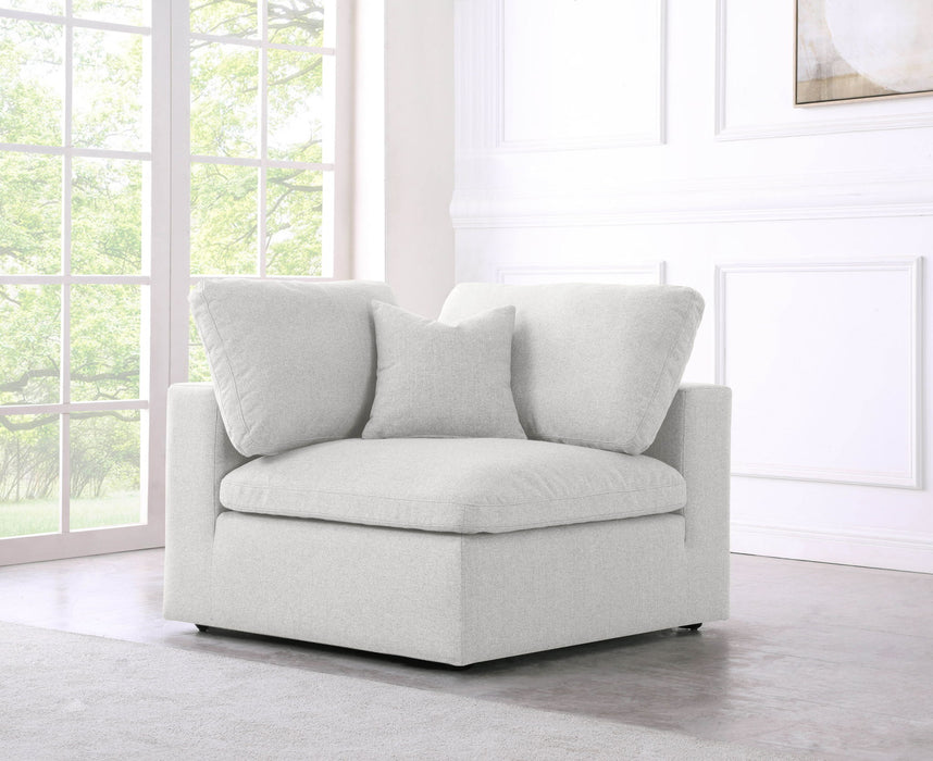 Meridian Furniture Serene Corner Chair with plush cushions and modern design, perfect for cozy living room corners.