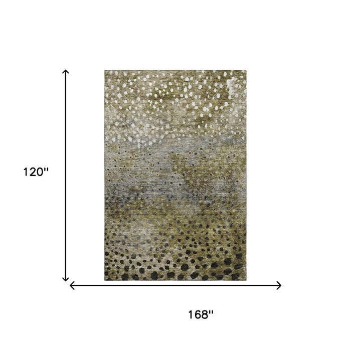 10' X 14' Polka Dot Washable Area Rug With UV Protection (683650) - Brown / Gray / Beige