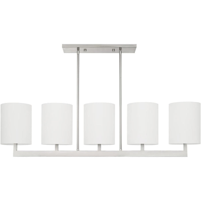 22'' Five-Light Dimmable Chandelier With Shades - Nickel