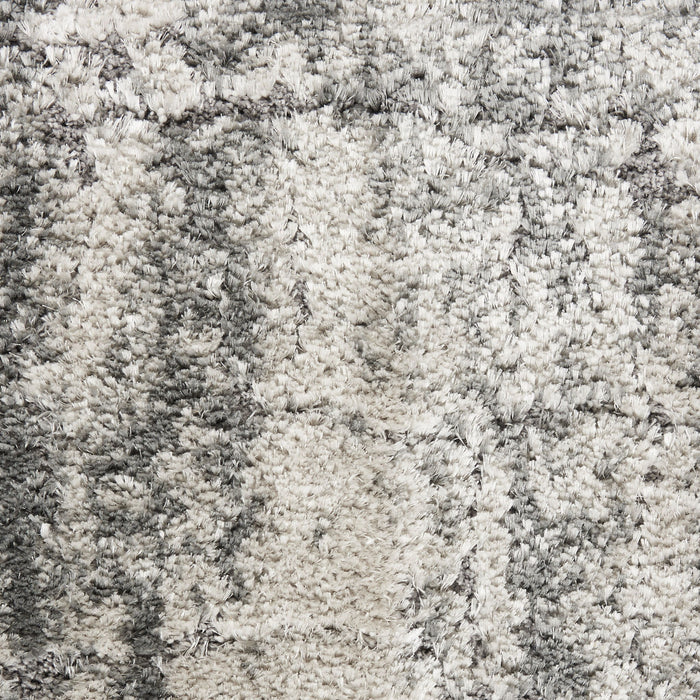 8' X 10' Abstract Shag Distressed Area Rug - Charcoal And Ivory