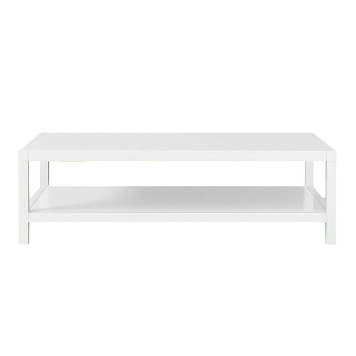 Aluminum Coffee Table With Shelf - White
