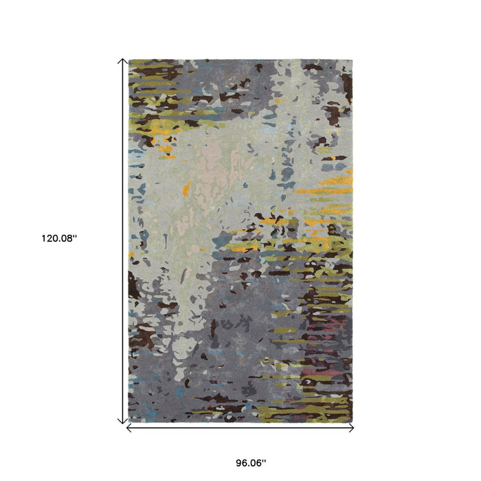 8' X 10' Abstract Hand Tufted Area Rug - Gray