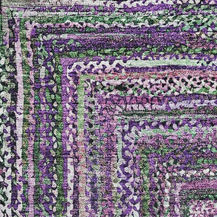10' X 14' Geometric Washable Area Rug With UV Protection (699262) - Purple / Gray
