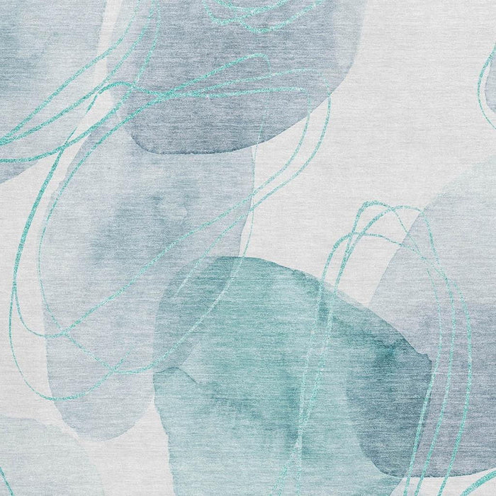 10' X 14' Abstract Washable Area Rug With UV Protection (648442) - Teal / Ivory