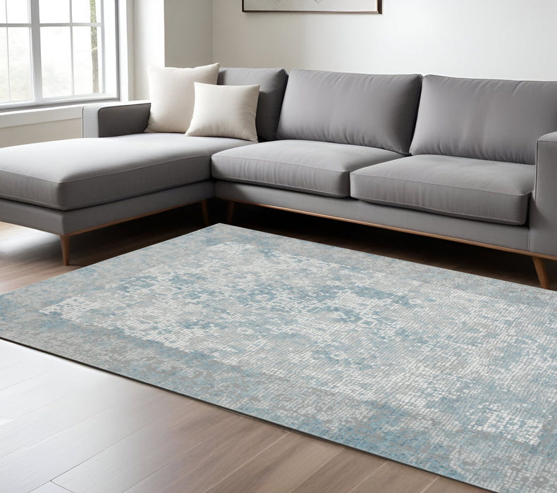 8' X 10' Medallion Viscose Area Rug - Gray