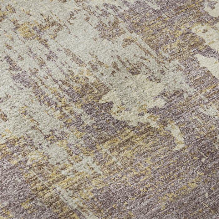 10' X 14' Abstract Washable Area Rug With UV Protection (679144) - Lavender / Gold / Ivory