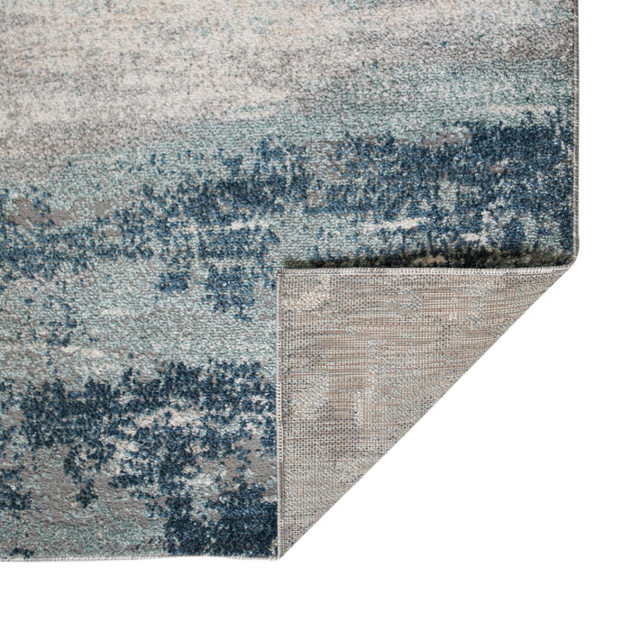 9' x 12' Abstract Power Loom Area Rug - Dark Blue And Gray