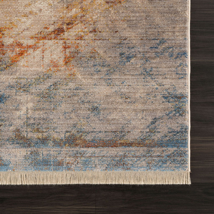 9' x 12' Abstract Distressed Polyester Area Rug - Gray