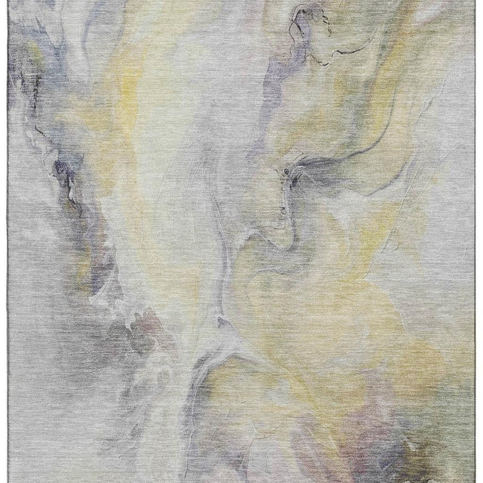 10' X 14' Abstract Washable Area Rug With UV Protection (696983) - Gold / Gray / Silver