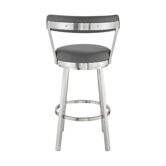 26" Iron Swivel Backless Counter Height Bar Chair - Gray And Silver