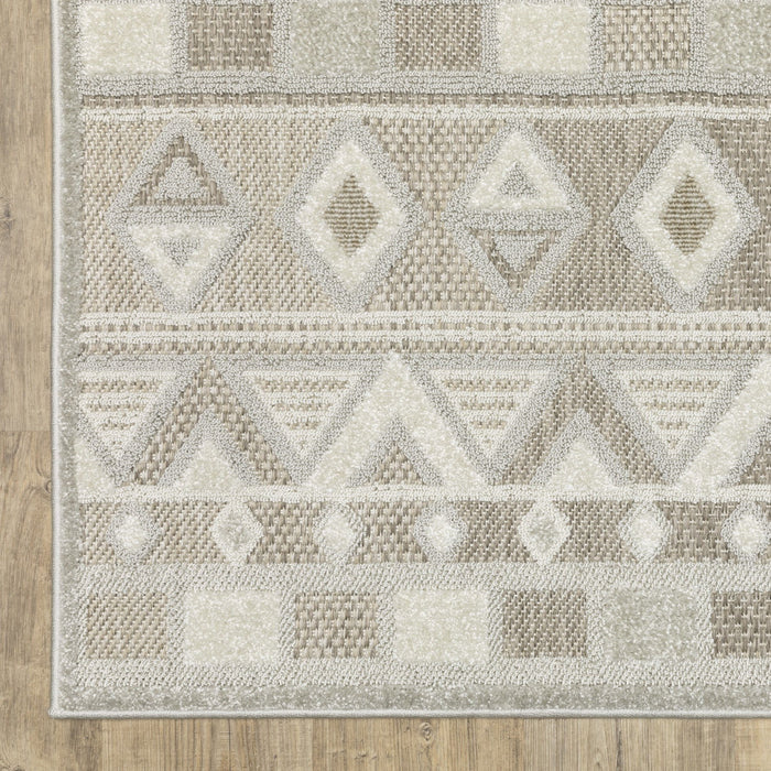 10' X 13' Geometric Area Rug - Beige And Gray