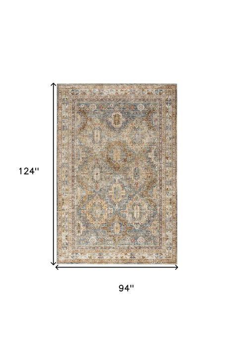 8' X 10' Geometric Distressed Area Rug (550812) - Navy Blue