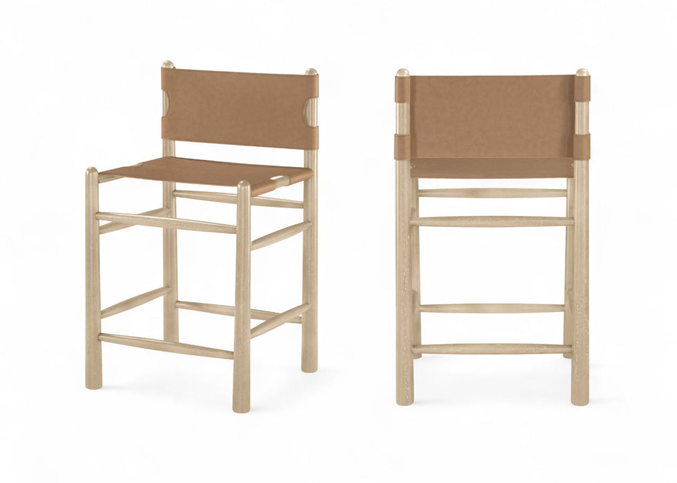 Santos - Upholstered Counter Stool With Stained Natural Base