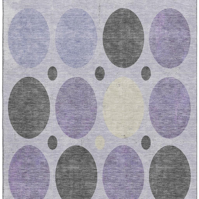 10' X 14' Geometric Washable Area Rug With UV Protection (709168) - Lavender / Charcoal / Ivory
