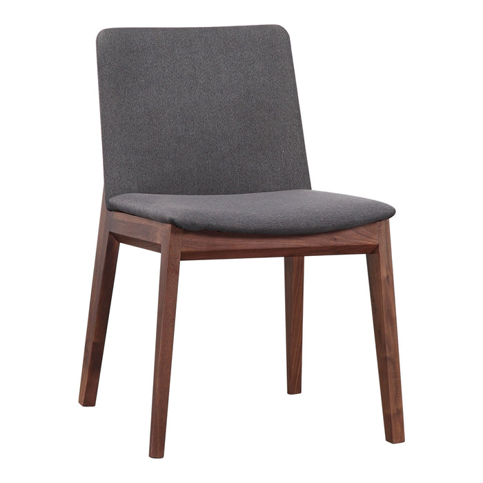 Fabric Solid Wood Dining Side Chairs (Set of 2) - Gray / Brown