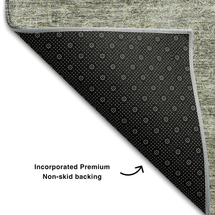 10' X 14' Abstract Washable Area Rug With UV Protection (687985) - Sage / Beige