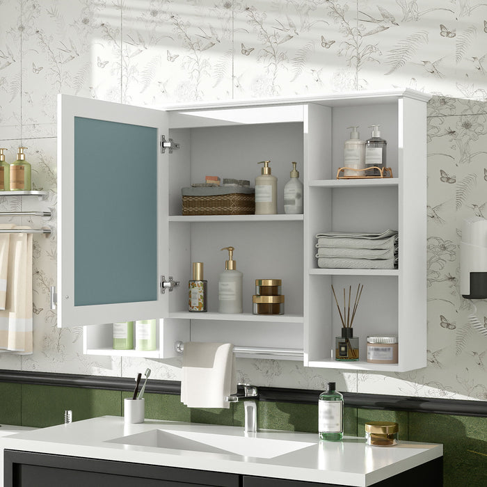Giga 3-in-1 modern bathroom medicine cabinet with adjustable shelf, soft-close door, high-definition mirror, and towel bar.