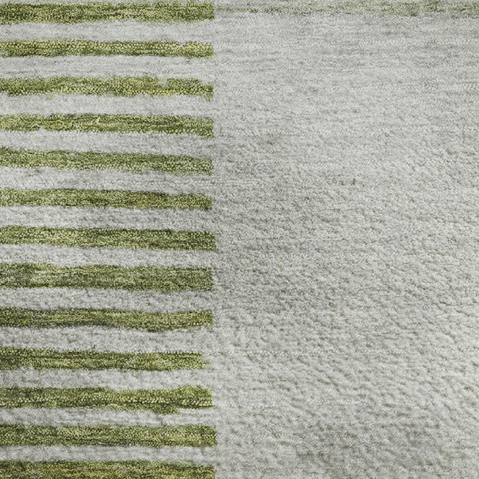 10' X 14' Geometric Washable Area Rug With UV Protection (710616) - Olive Green / Gray / Ivory