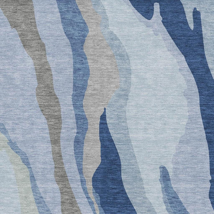 10' X 14' Abstract Washable Area Rug With UV Protection (682109) - Blue / Gray