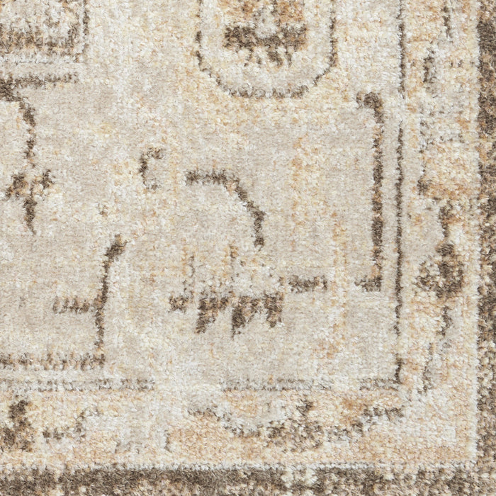 7' X 9' Floral Medallion Distressed Area Rug (550249) - Ivory / Tan