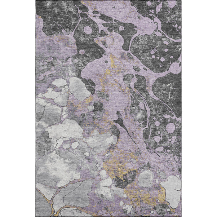10' X 14' Abstract Washable Area Rug With UV Protection (707779) - Lavender / Beige / Gray