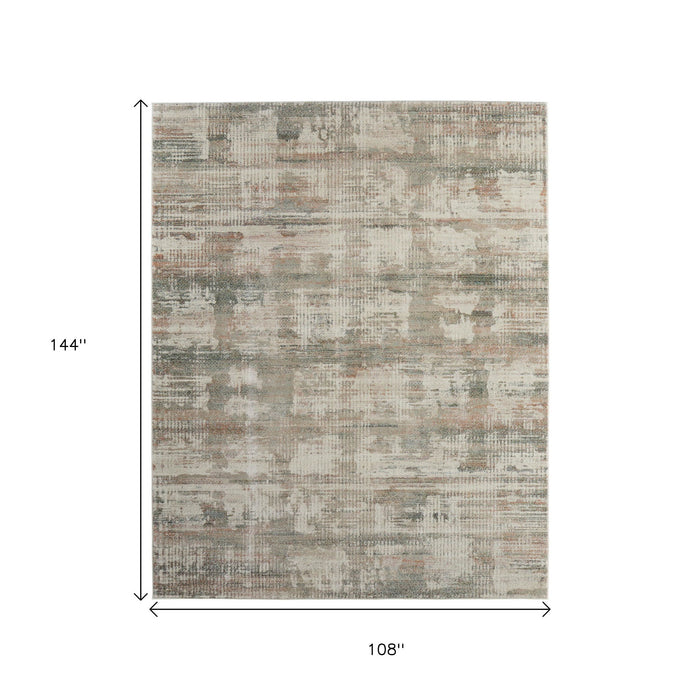 9' X 12' Abstract Distressed Area Rug - Ivory