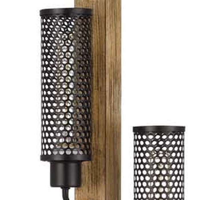 Three Light Traditional Shaped Floor Lamp With Black Novelty Shade - Brown