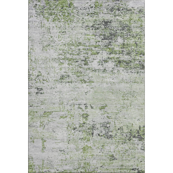 10' X 14' Abstract Washable Area Rug With UV Protection (699130) - Artichoke Green / Ivory