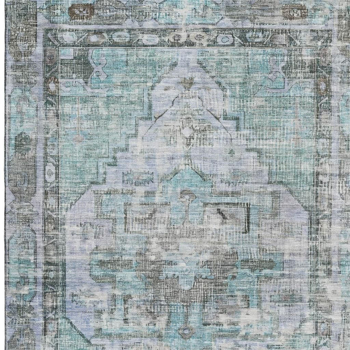 10' X 14' Oriental Washable Area Rug With UV Protection (699406) - Teal / Charcoal