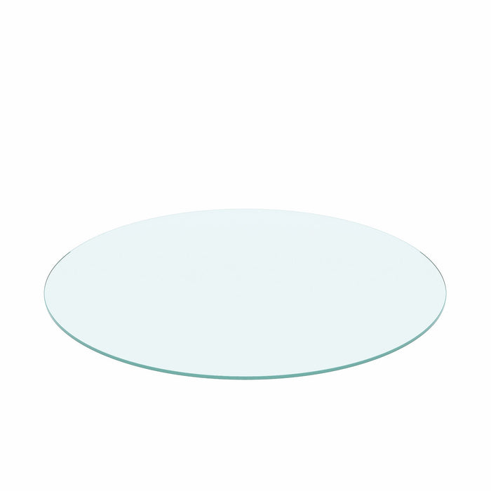 Giga 20-inch round tempered glass table top with clear, flat polished edge, 1/4 inch thick, transparent for modern furniture.