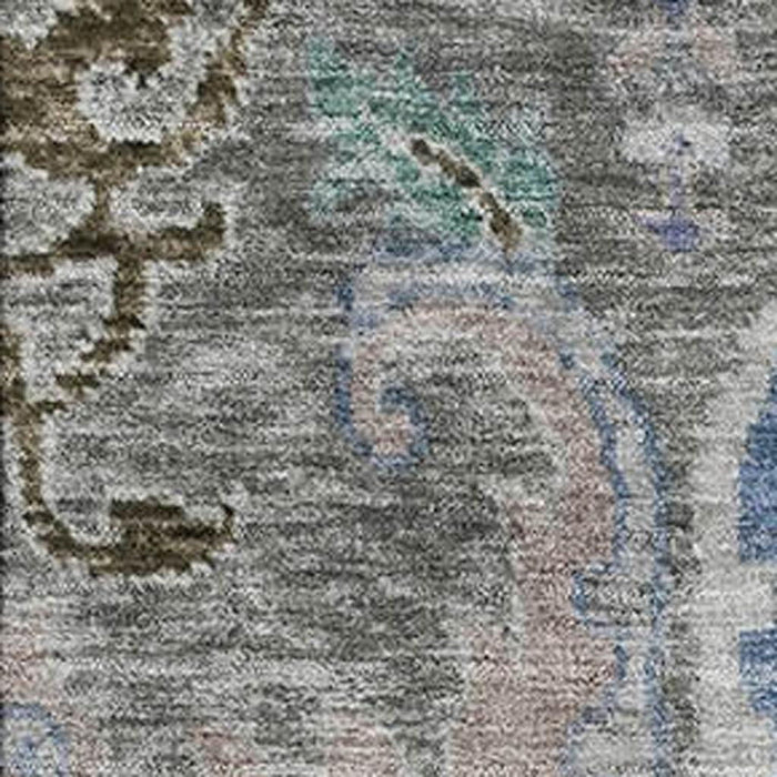 10' X 14' Floral Washable Area Rug With UV Protection (708505) - Pewter / Blue / Gray