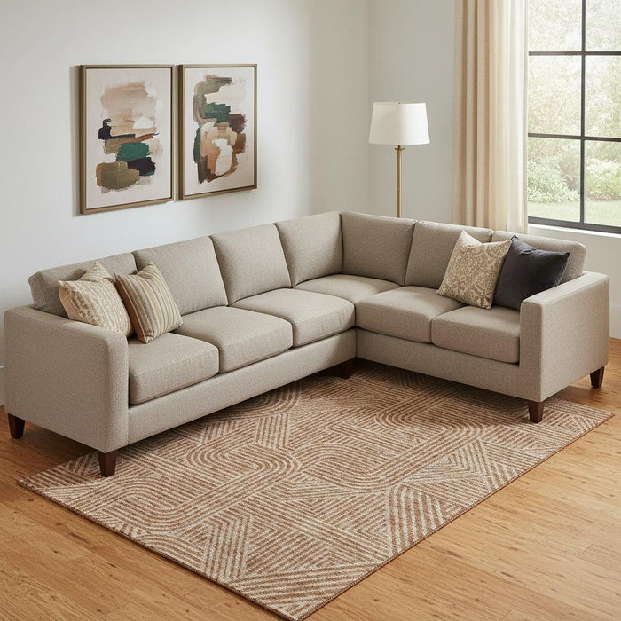 10' X 14' Abstract Geometric Washable Area Rug With UV Protection (672947) - Terra Cotta / Beige