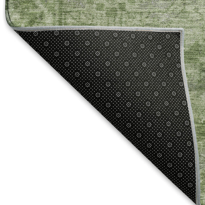 10' X 14' Oriental Washable Area Rug With UV Protection (691932) - Fern Green / Silver