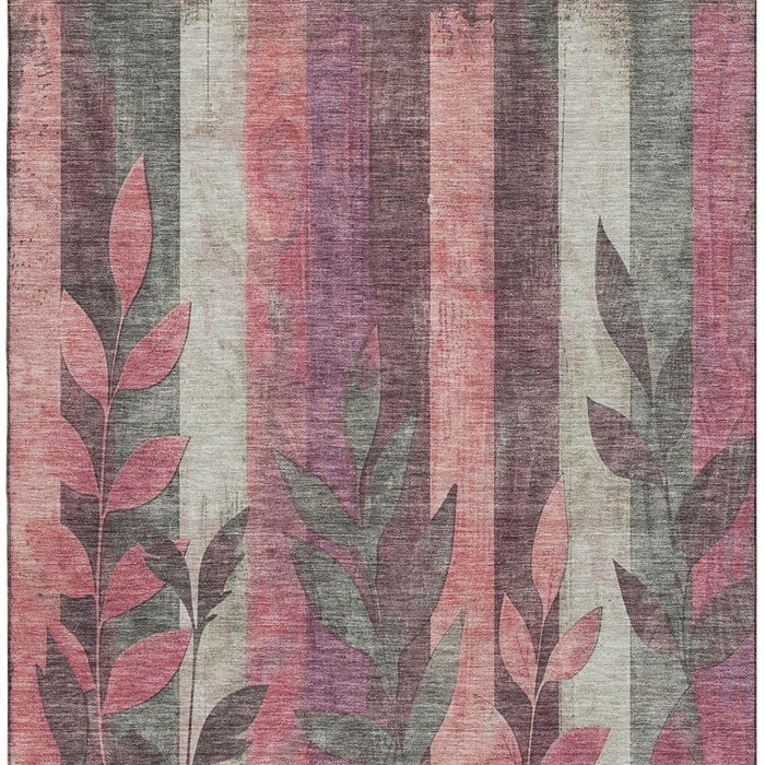 10' X 14' Floral Washable Area Rug With UV Protection (706385) - Blush / Gray