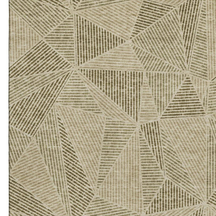 10' X 14' Geometric Washable Area Rug With UV Protection (651965) - Khaki / Beige