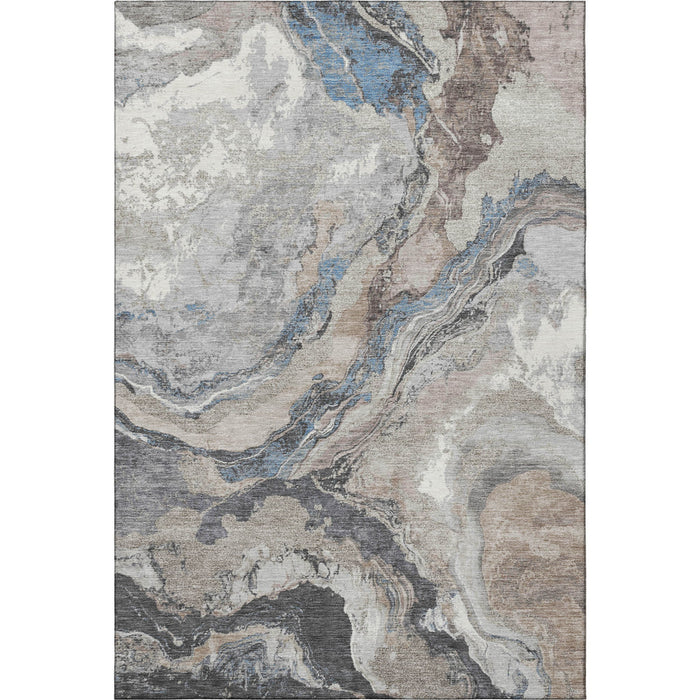 10' X 14' Abstract Washable Area Rug With UV Protection (707761) - Taupe / Blue / Ivory