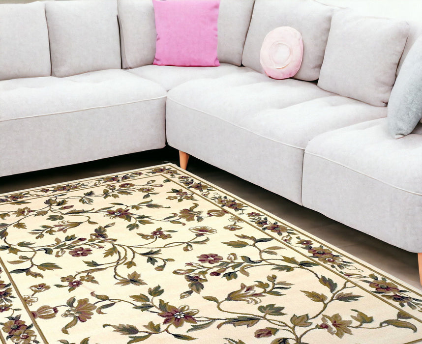 10' x 13' Machine Woven Floral Vines Indoor Area Rug - Ivory