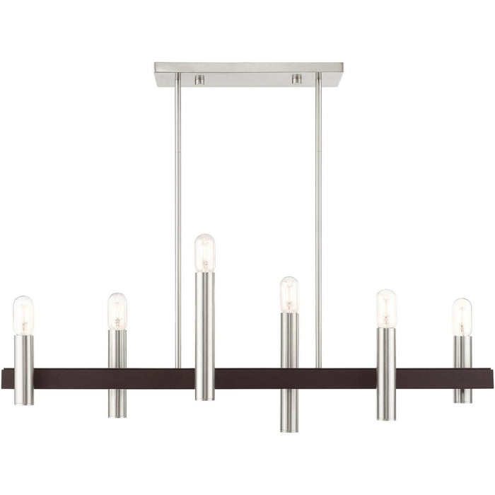 24" Six-Light Dimmable Chandelier With Shades - Bronze