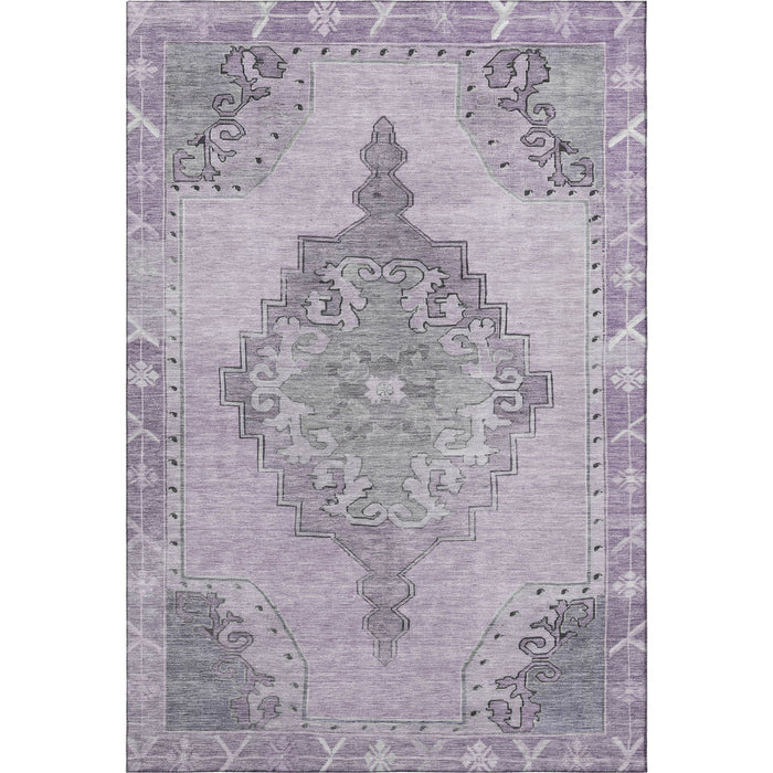 10' X 14' Oriental Washable Area Rug With UV Protection (699484) - Plum / Gray