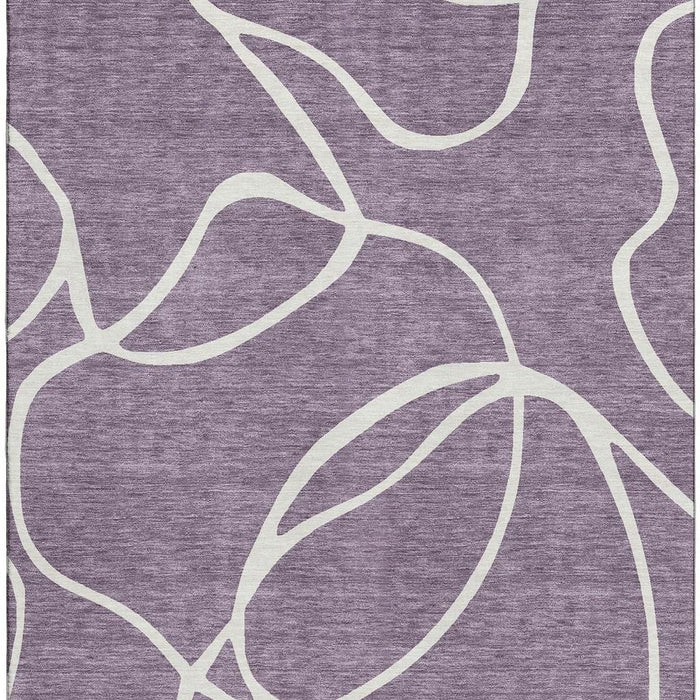 10' X 14' Abstract Washable Area Rug With UV Protection (678676) - Purple / Ivory