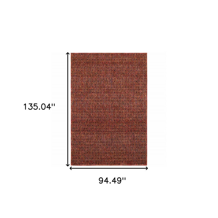 8' x 11' Geometric Power Loom Area Rug - Red And Gold