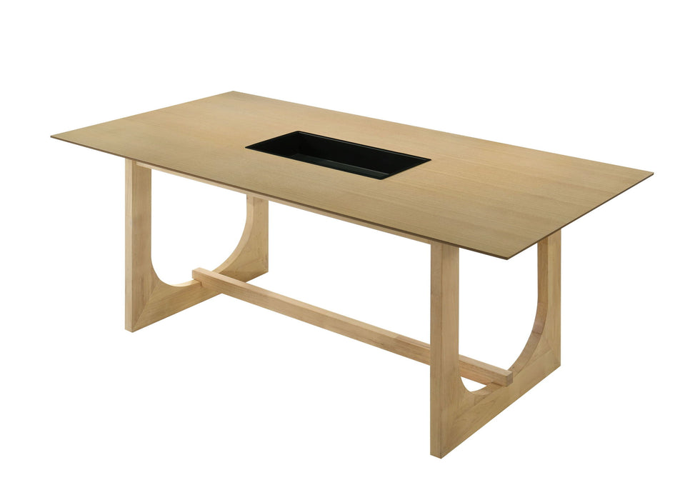 Wood Trestle Base Dining Table - Natural