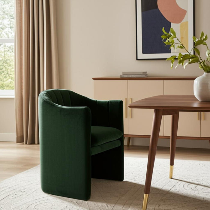 Upholstered Velvet Dining Arm Chair - Green