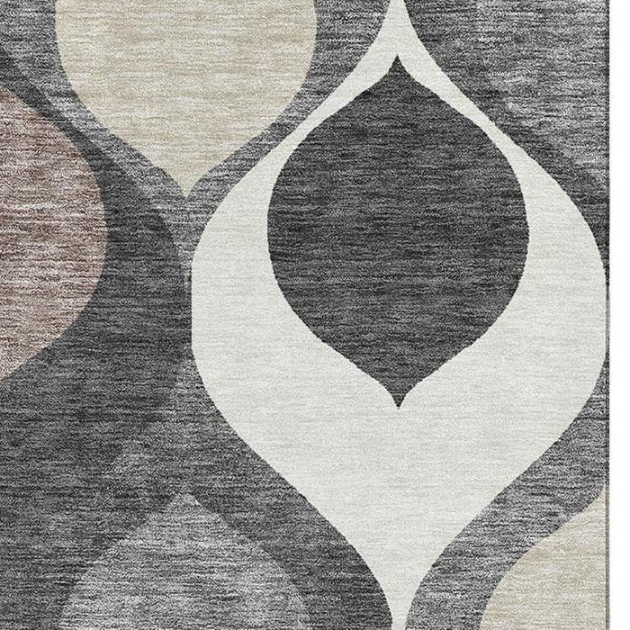 8' X 10' Ogee Washable Area Rug With UV Protection - Gray