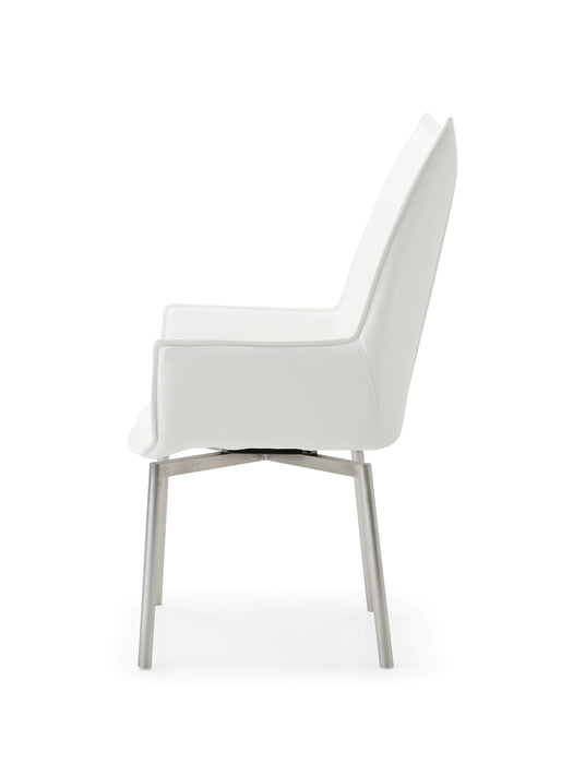 ESF 1218 swivel dining chair with cushioned seat and backrest, featuring a modern design and sturdy metal base.