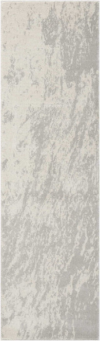 8' Abstract Non Skid Runner Rug (550509) - Ivory / Gray
