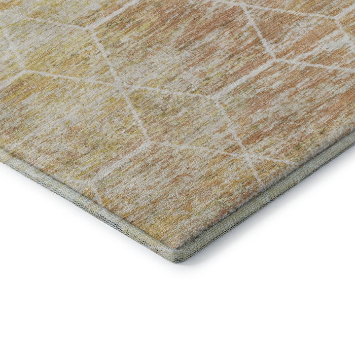 10' X 14' Geometric Washable Area Rug With UV Protection (699220) - Salmon / Ivory / Wheat