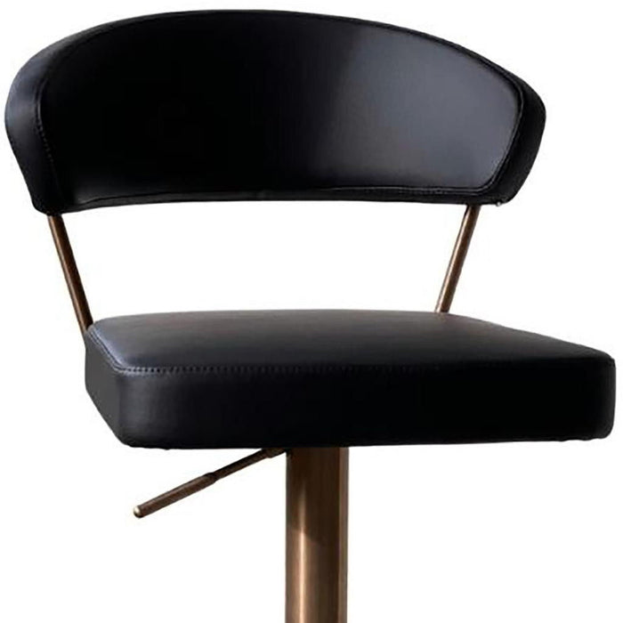 Faux Leather Low Back Adjustable Height Swivel Bar Chair - Black / Rose / Gold